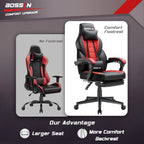 Sedia da gaming BOSSIN Racing Style, sedia da gamer per persone robuste fino a 136 kg, sedia da computer con schienale alto