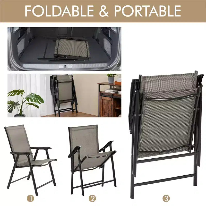 Yaheetech Set di 4 Sedie Pieghevoli da Giardino in Textilene