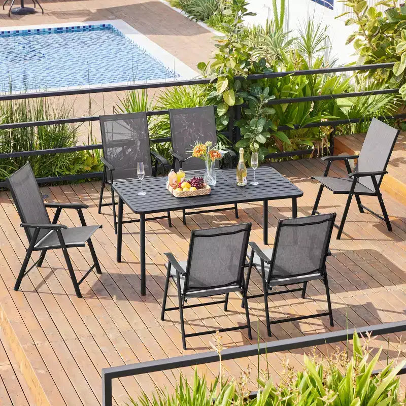 Yaheetech Set di 4 Sedie Pieghevoli da Giardino in Textilene