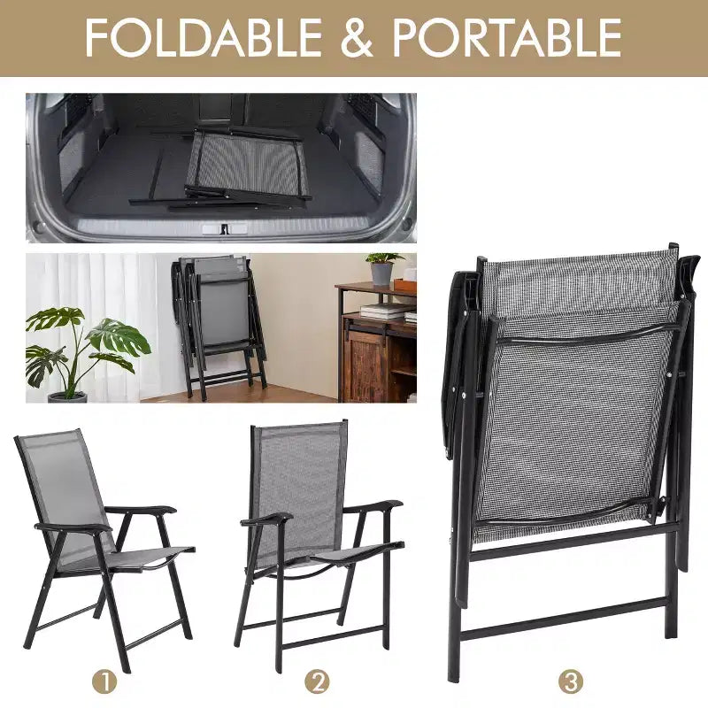 Yaheetech Set di 4 Sedie Pieghevoli da Giardino in Textilene