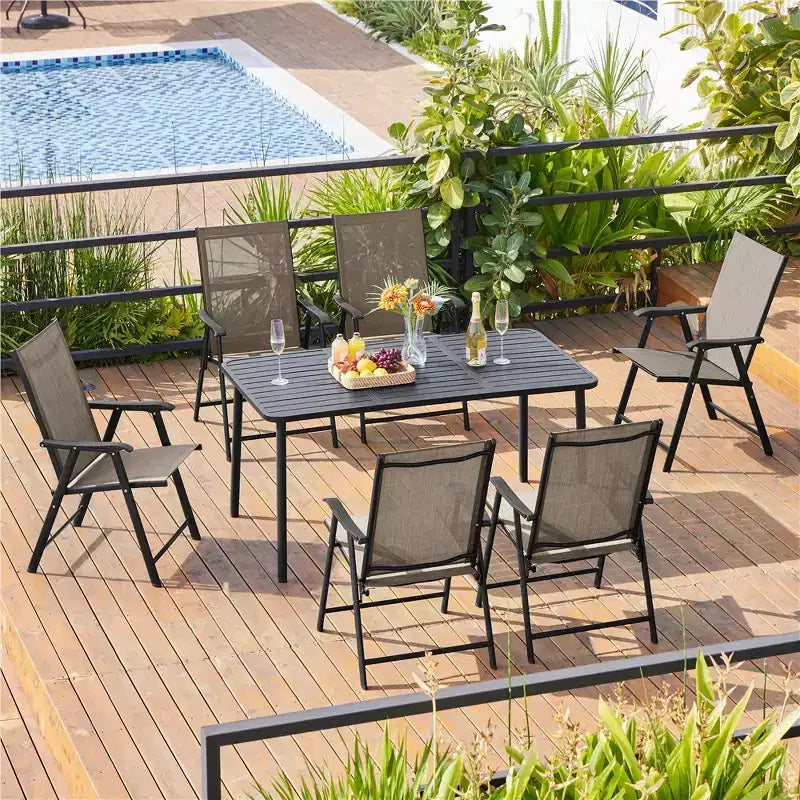 Yaheetech Set di 4 Sedie Pieghevoli da Giardino in Textilene