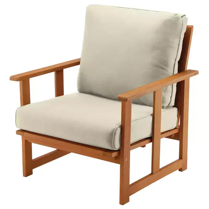 Eucalyptus Grandis Wood Cushioned Club Chair Beige - National Tree Company