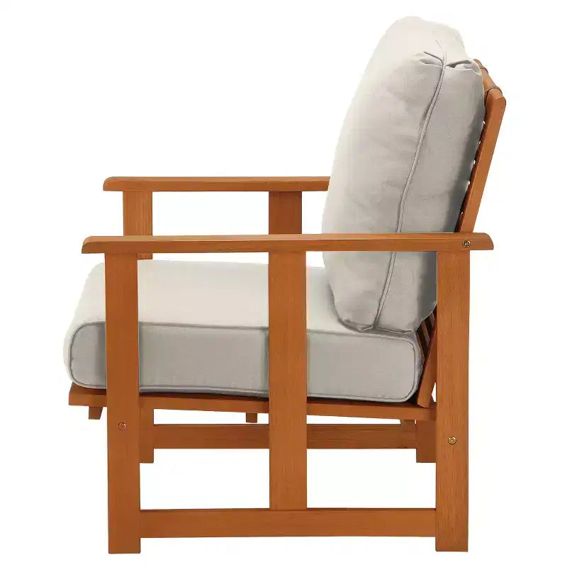 Sedia a club ammortizzata in legno di eucalipto Grandis Beige - National Tree Company