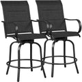 Yaheetech Set of 2 Patio Swivel Bar Stools with High Back and Armrest