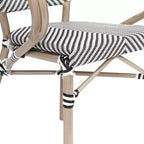 Flash Furniture Sedia impilabile da bistrò commerciale per interni/esterni Marseille 2 pz con braccioli, Textilene e telaio in alluminio con stampa bambù