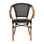 Flash Furniture Sedia impilabile da bistrò commerciale per interni/esterni Marseille 2 pz con braccioli, Textilene e telaio in alluminio con stampa bambù