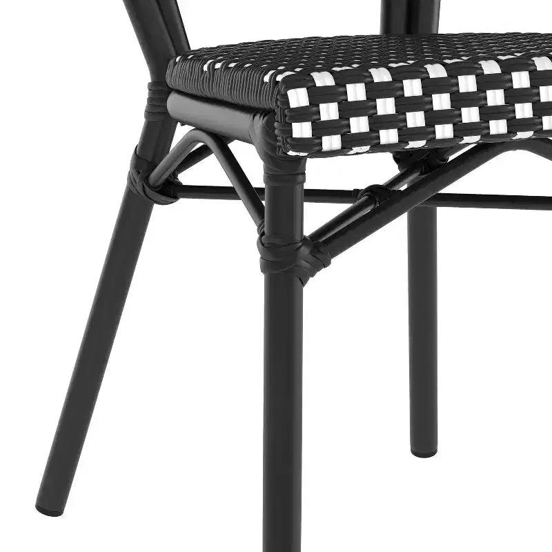 Flash Furniture, Confezione da 2 sedie impilabili Lourdes Thonet da bistrò, da interno/esterno, in rattan PE e telaio in alluminio