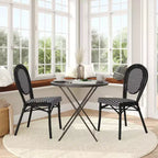 Flash Furniture, Confezione da 2 sedie impilabili Lourdes Thonet da bistrò, da interno/esterno, in rattan PE e telaio in alluminio