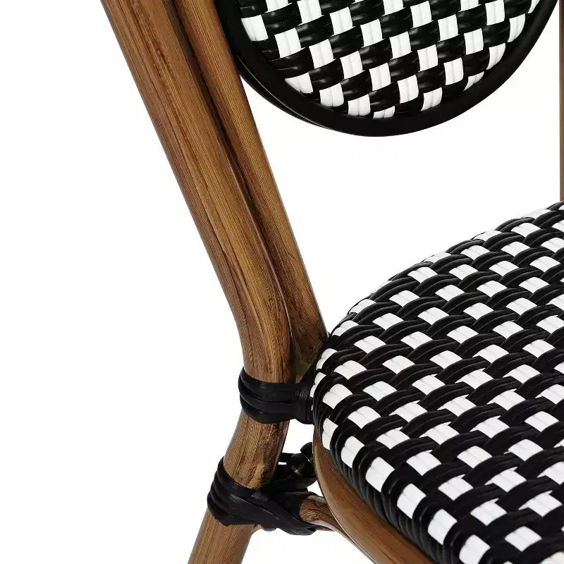 Flash Furniture, Confezione da 2 sedie impilabili Lourdes Thonet da bistrò, da interno/esterno, in rattan PE e telaio in alluminio
