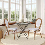 Flash Furniture, Confezione da 2 sedie impilabili Lourdes Thonet da bistrò, da interno/esterno, in rattan PE e telaio in alluminio
