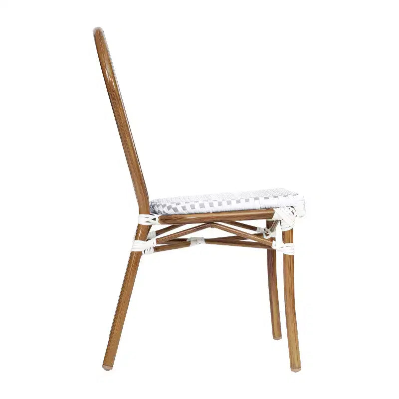 Flash Furniture, Confezione da 2 sedie impilabili Lourdes Thonet da bistrò, da interno/esterno, in rattan PE e telaio in alluminio