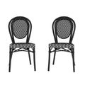 Flash Furniture 2 Pack Lourdes Indoor/Outdoor Commercial Thonet Bistro Stacking Chair, PE Rattan and Aluminum Frame