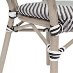 Sedia impilabile da bistrò Flash Furniture Marseille Thonet commerciale per interni/esterni con braccioli, textilene e telaio in alluminio con stampa bambù