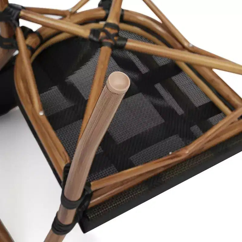 Sedia impilabile da bistrò Flash Furniture Marseille Thonet commerciale per interni/esterni con braccioli, textilene e telaio in alluminio con stampa bambù