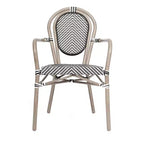 Sedia impilabile da bistrò Flash Furniture Marseille Thonet commerciale per interni/esterni con braccioli, textilene e telaio in alluminio con stampa bambù