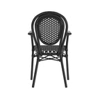 Flash Furniture Set da 2 sedie impilabili Lourdes Thonet Bistro commerciali da interno/esterno con braccioli, struttura in rattan PE e alluminio
