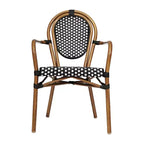 Flash Furniture Set da 2 sedie impilabili Lourdes Thonet Bistro commerciali da interno/esterno con braccioli, struttura in rattan PE e alluminio