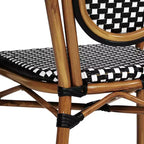 Flash Furniture Set da 2 sedie impilabili Lourdes Thonet Bistro commerciali da interno/esterno con braccioli, struttura in rattan PE e alluminio