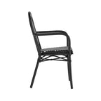 Flash Furniture Set da 2 sedie impilabili Lourdes Thonet Bistro commerciali da interno/esterno con braccioli, struttura in rattan PE e alluminio