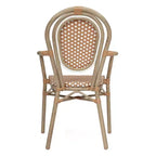 Flash Furniture Set da 2 sedie impilabili Lourdes Thonet Bistro commerciali da interno/esterno con braccioli, struttura in rattan PE e alluminio
