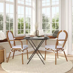 Flash Furniture Set da 2 sedie impilabili Lourdes Thonet Bistro commerciali da interno/esterno con braccioli, struttura in rattan PE e alluminio