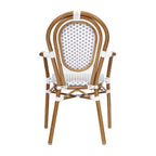 Flash Furniture Set da 2 sedie impilabili Lourdes Thonet Bistro commerciali da interno/esterno con braccioli, struttura in rattan PE e alluminio