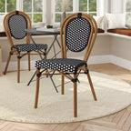 Flash Furniture Lourdes Sedia Thonet impilabile commerciale da interno/esterno, in rattan PE e struttura in alluminio