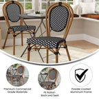 Flash Furniture Lourdes Sedia Thonet impilabile commerciale da interno/esterno, in rattan PE e struttura in alluminio