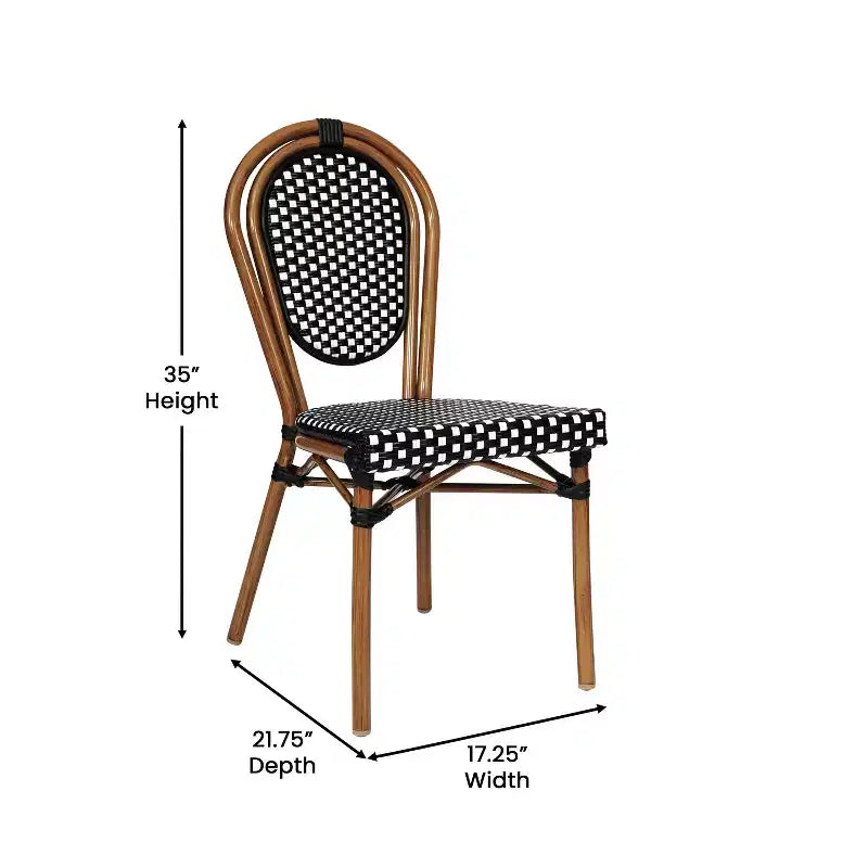 Flash Furniture Lourdes Sedia Thonet impilabile commerciale da interno/esterno, in rattan PE e struttura in alluminio