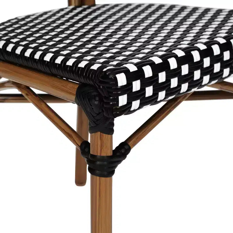 Flash Furniture Lourdes Sedia Thonet impilabile commerciale da interno/esterno, in rattan PE e struttura in alluminio