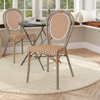 Flash Furniture Lourdes Sedia Thonet impilabile commerciale da interno/esterno, in rattan PE e struttura in alluminio