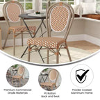 Flash Furniture Lourdes Sedia Thonet impilabile commerciale da interno/esterno, in rattan PE e struttura in alluminio