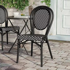 Flash Furniture Lourdes Sedia Thonet impilabile commerciale da interno/esterno, in rattan PE e struttura in alluminio