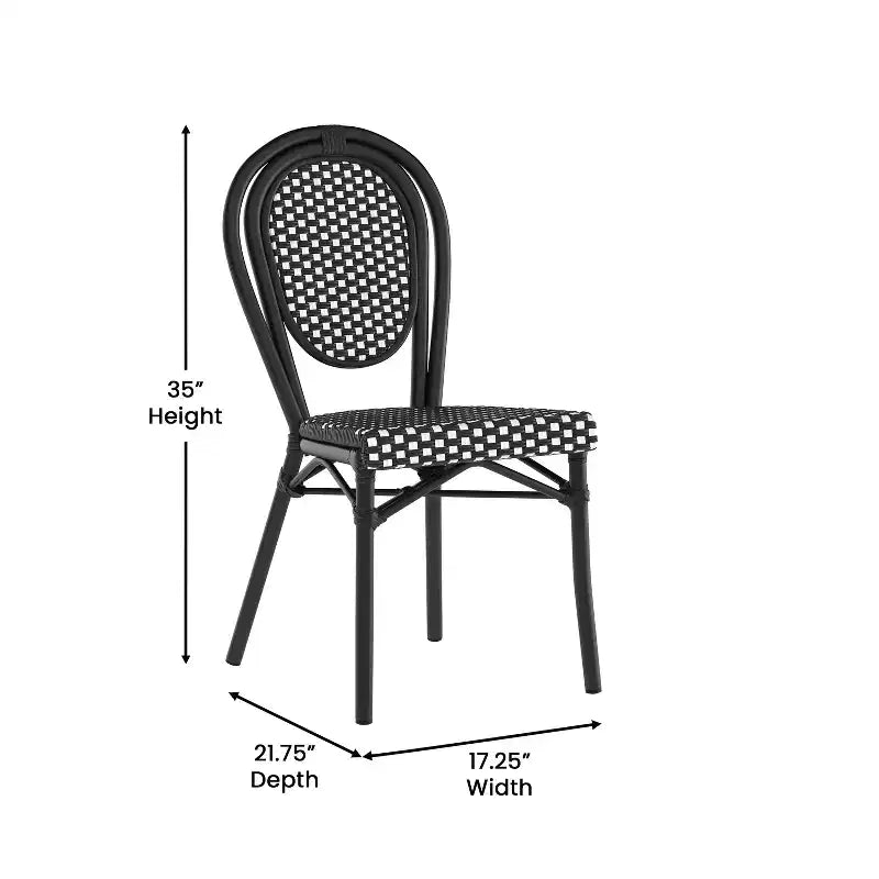 Flash Furniture Lourdes Sedia Thonet impilabile commerciale da interno/esterno, in rattan PE e struttura in alluminio