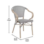 Flash Furniture Marseille Sedia impilabile da bistrò commerciale per interni/esterni con braccioli, textilene e telaio in alluminio con stampa bambù