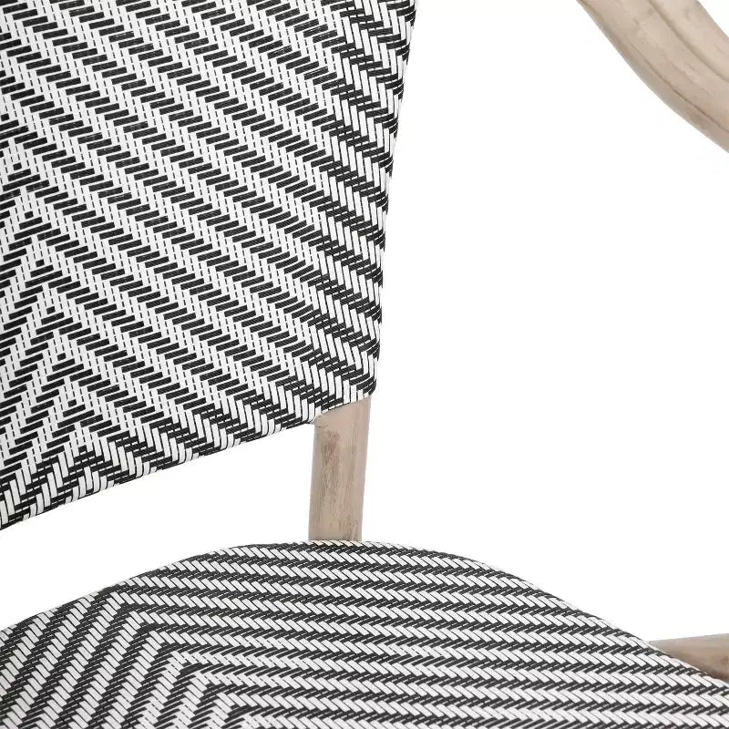 Flash Furniture Marseille Sedia impilabile da bistrò commerciale per interni/esterni con braccioli, textilene e telaio in alluminio con stampa bambù