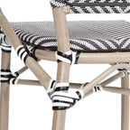 Flash Furniture Marseille Sedia impilabile da bistrò commerciale per interni/esterni con braccioli, textilene e telaio in alluminio con stampa bambù