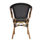Flash Furniture Marseille Sedia impilabile da bistrò commerciale per interni/esterni con braccioli, textilene e telaio in alluminio con stampa bambù
