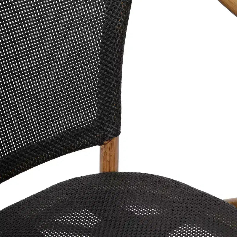 Flash Furniture Marseille Sedia impilabile da bistrò commerciale per interni/esterni con braccioli, textilene e telaio in alluminio con stampa bambù