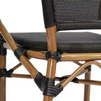 Flash Furniture Marseille Sedia impilabile da bistrò commerciale per interni/esterni con braccioli, textilene e telaio in alluminio con stampa bambù