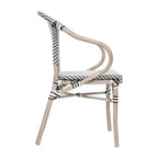 Flash Furniture Marseille Sedia impilabile da bistrò commerciale per interni/esterni con braccioli, textilene e telaio in alluminio con stampa bambù