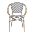 Flash Furniture Marseille Sedia impilabile da bistrò commerciale per interni/esterni con braccioli, textilene e telaio in alluminio con stampa bambù