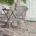 Flash Furniture Marseille Sedia impilabile da bistrò commerciale per interni/esterni con braccioli, textilene e telaio in alluminio con stampa bambù