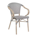 Flash Furniture Marseille Sedia impilabile da bistrò commerciale per interni/esterni con braccioli, textilene e telaio in alluminio con stampa bambù