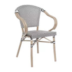 Flash Furniture Marseille Sedia impilabile da bistrò commerciale per interni/esterni con braccioli, textilene e telaio in alluminio con stampa bambù