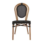 Flash Furniture Confezione da 2 Sedie Impilabili da Bistrò Thonet Commerciali per Interni/Esterni Marseille, Struttura in Alluminio con Stampa Textilene e Bambù