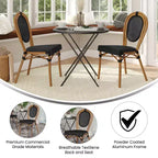 Flash Furniture Confezione da 2 Sedie Impilabili da Bistrò Thonet Commerciali per Interni/Esterni Marseille, Struttura in Alluminio con Stampa Textilene e Bambù