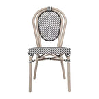 Flash Furniture Confezione da 2 Sedie Impilabili da Bistrò Thonet Commerciali per Interni/Esterni Marseille, Struttura in Alluminio con Stampa Textilene e Bambù