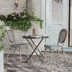 Flash Furniture Confezione da 2 Sedie Impilabili da Bistrò Thonet Commerciali per Interni/Esterni Marseille, Struttura in Alluminio con Stampa Textilene e Bambù