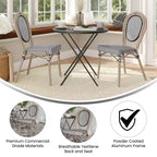 Flash Furniture Confezione da 2 Sedie Impilabili da Bistrò Thonet Commerciali per Interni/Esterni Marseille, Struttura in Alluminio con Stampa Textilene e Bambù